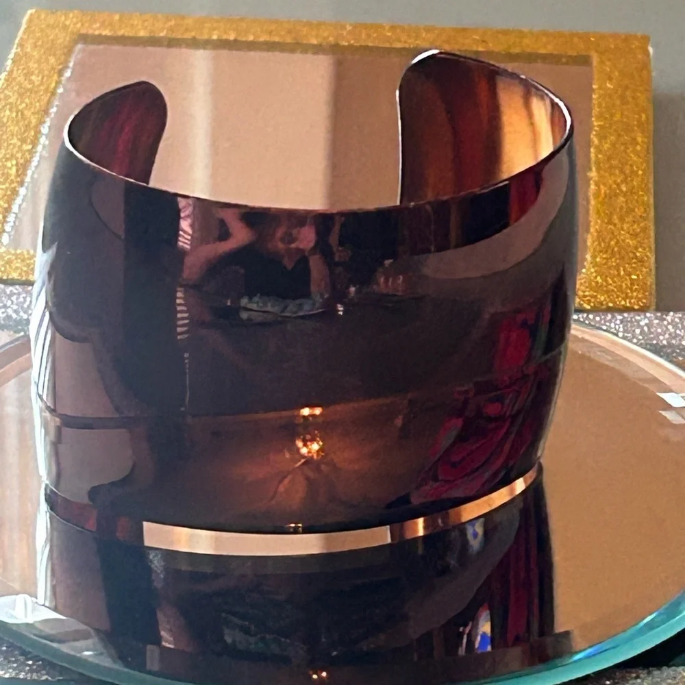 🍀 3 for $25 NWT Oversized Shiny Metal Amber Brown Cuff Bracelet